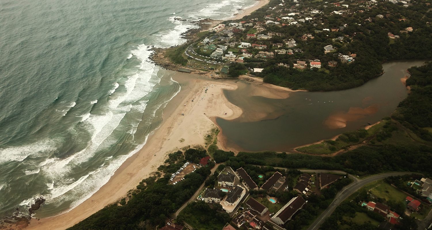 Aerial view of the Ramsgate coastline and lagoon